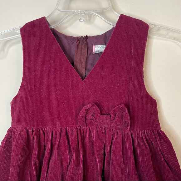VTG 90’s Girls Corduroy House Embellished Burgundy Wine Girl’s Jumpsuit Dress 6 - Picture 5 of 9